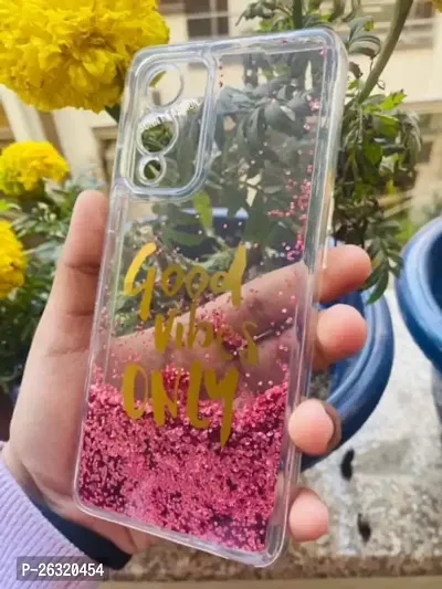 Sunny Fashion OnePlus 9 Good Vibes Only Designer Moving Liquid Floating Waterfall Girls Soft TPU Running Glitter Sparkle Back Cover Case for OnePlus 9 - Pink-thumb2