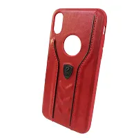 Sunny Fashion Leather Back Case Cover for iPhone X/XS - Red-thumb2