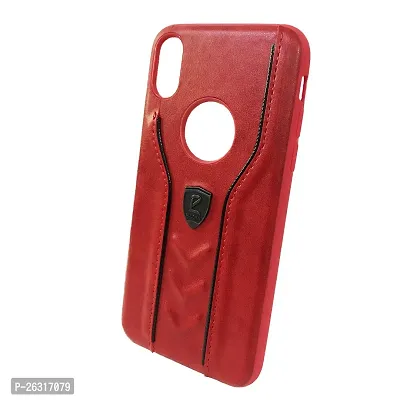 Sunny Fashion Leather Back Case Cover for iPhone X/XS - Red-thumb3