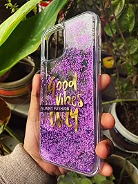 SUNNY FASHION Good Vibes Only Designer Moving Liquid Floating Waterfall Girls Soft TPU Mobile Back Case Compatible for I - Phone 12 Pro Max (Running Glitter Sparkle Purple)-thumb1