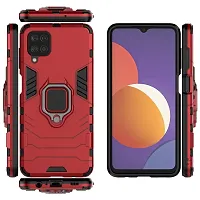 SUNNY FASHION Back Case for Samsung Galaxy F62 Hybrid Shockproof Armor Case with Ring Kickstand Stylish Back Cover for Samsung Galaxy F62- Red-thumb1