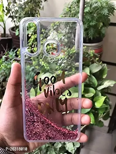 SUNNY FASHION Back Cover for Xiaomi Redmi Note 7/Note 7 Pro (TPU, Plastic | Pink | Good Vibes With Running Glitter )