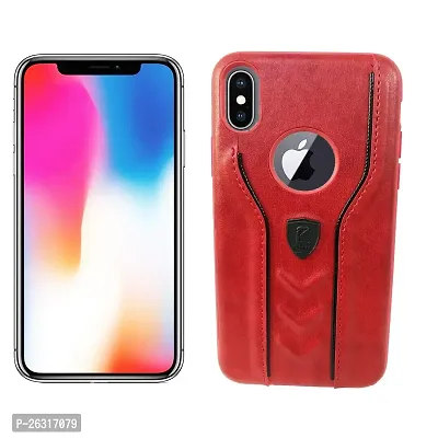 Sunny Fashion Leather Back Case Cover for iPhone X/XS - Red-thumb0