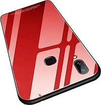 SUNNY FASHION Luxurious Toughened Glass Back Case with Shockproof TPU Bumper Back case Cover for Samsung Galaxy M20 - Red-thumb2