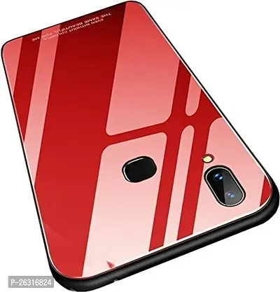 SUNNY FASHION Luxurious Toughened Glass Back Case with Shockproof TPU Bumper Back case Cover for Samsung Galaxy M20 - Red-thumb3