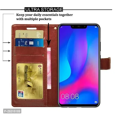 SUNNY FASHION Flip Case Cover for Vivo Z1 Pro Vintage Series Faux Leather Flip Wallet Case Stand with Card Holder  Magnetic Closure Flip Cover for Vivo Z1 pro- Brown-thumb2