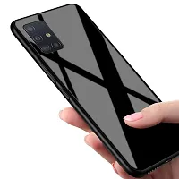 SUNNY FASHION Luxurious Toughened Glass Back Case with Shockproof TPU Bumper Back Case Cover for Mi 10T Pro (Black)-thumb1