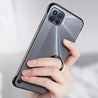 SUNNY FASHION Stylish Back Cover for Oppo F17 Ultra Slim Frameless Hard Mate PC Cover Transparent Matte Phone Case with Finger Ring Back Case Cover for Oppo F17 - Black-thumb1