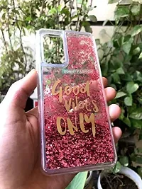 SUNNY FASHION Good Vibes Only Designer Moving Liquid Floating Waterfall Girls Soft TPU Running Glitter Sparkle Back Case Cover for Vivo V20 SE - Pink-thumb1