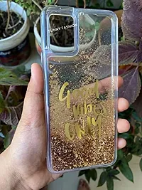 SUNNY FASHION Good Vibes Only Designer Quicksand Moving Liquid Floating Waterfall Printed Girls Stylish Back Cover for Oppo A16 - Gold-thumb3