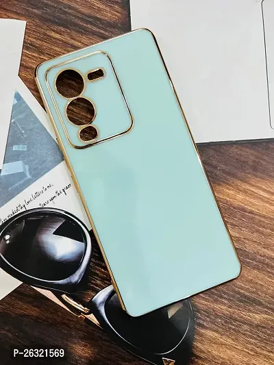 SUNNY FASHION Liquid TPU Silicone Shockproof Flexible with Camera Protection Soft Back Case Cover for Vivo V25 Pro 5G (Mint Green)-thumb0