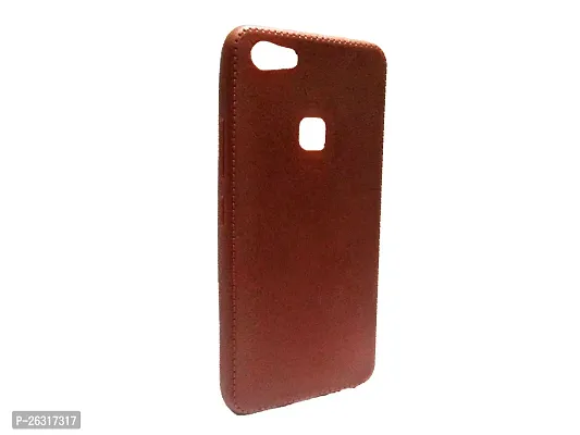 Sunny Fashion Leather Stiched Slim Fit Back Case Cover for Vivo Y81 - Brown-thumb2