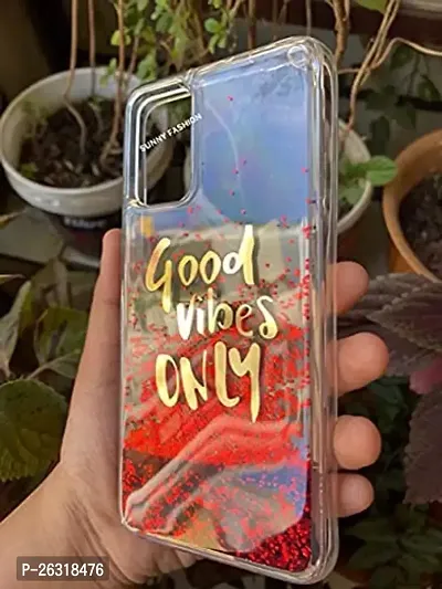SUNNY FASHION Back Cover for Oppo A74 Good Vibes Only Designer Moving Liquid Floating Waterfall Girls Soft TPU Running Glitter Sparkle Back Case Cover for Oppo A74 (Red)