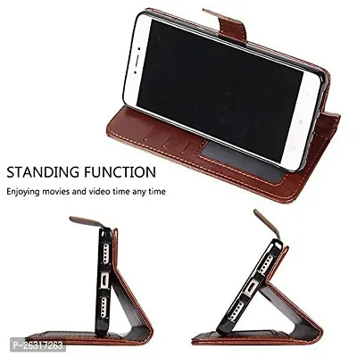 Sunny Fashion Leather Flip Cover Case for Oppo F7 - (Brown)-thumb4