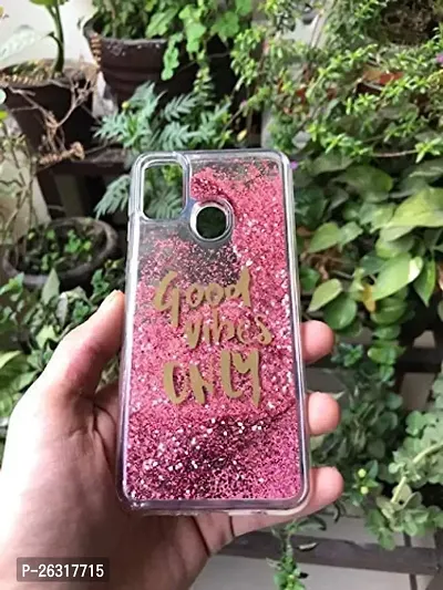 Sunny Fashion Good Vibes Only Designer Quicksand Moving Liquid Floating Waterfall Girls Soft TPU Mobile Back Cover for Oppo A53 (Running Glitter Sparkle Pink)-thumb0