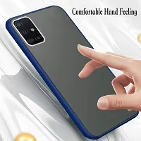 SUNNY FASHION Hard Matte Finish Smoke Case with Soft Side Frame Fit Protective Back Case Cover for Samsung Galaxy A71 [Translucent Ant-Slip Matte] Smoke Blue-thumb2