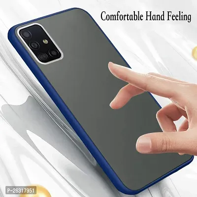 SUNNY FASHION Hard Matte Finish Smoke Case with Soft Side Frame Fit Protective Back Case Cover for Samsung Galaxy A71 [Translucent Ant-Slip Matte] Smoke Blue-thumb3