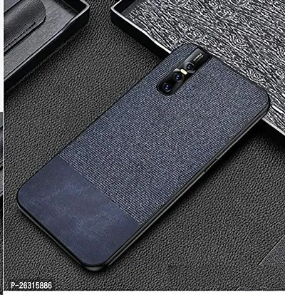 SUNNY FASHION Soft Fabric  Leather Hybrid Protective Back Case Cover for Vivo V15 Pro - Blue-thumb0