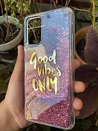 SUNNY FASHION Back Cover for Vivo X60 Pro Good Vibes Only Designer Moving Liquid Floating Waterfall Girls Soft TPU Running Glitter Sparkle Back Case Cover for Vivo X60 Pro (Pink)-thumb1