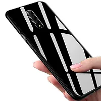 SUNNY FASHION Tempered Glass Back with Soft Edge TPU Full Protective Back Case Cover for OnePlus 8 - Black-thumb3