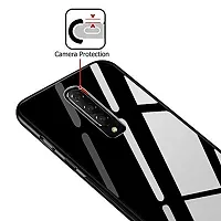 SUNNY FASHION Tempered Glass Back with Soft Edge TPU Full Protective Back Case Cover for OnePlus 8 - Black-thumb2