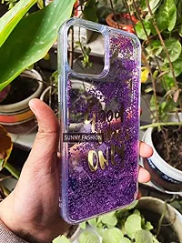 SUNNY FASHION Good Vibes Only Designer Moving Liquid Floating Waterfall Girls Soft TPU Mobile Back Case Compatible for I - Phone 12 Pro Max (Running Glitter Sparkle Purple)-thumb2