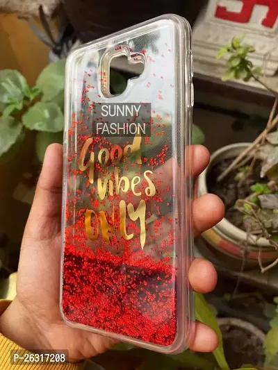 SUNNY FASHION Mobile Back Cover Case for Samsung Galaxy J6 Plus Good Vibes Only Transparent Liquid Floating Glitter Back Cover for (Samsung Galaxy J6 Plus, Red)-thumb4