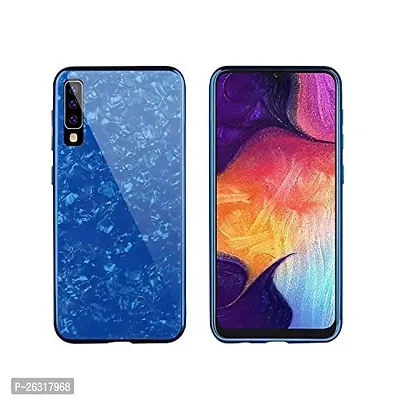 Sunny Fashion Luxury Marble Pattern Tempered Glass Back Case Cover for Xiaomi Mi A3 - Blue