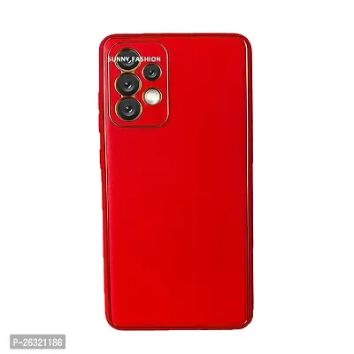 SUNNY FASHION Back Case Cover for Samsung Galaxy A72 Electroplated Leather Shockproof Armor Camera Protection Back Case for Samsung Galaxy A72 (Red)-thumb2