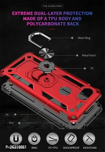 SUNNY FASHION Back Cover for Vivo V17 Pro Magnetic Ring Holder 360 Stand Shockproof Protection Dual Layer Bumper Hard Back Case for (Vivo V17 Pro, Red)-thumb2