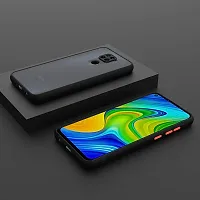 SUNNY FASHION Hard Matte Finish Smoke Case with Soft Side Frame Fit Protective Back Case Cover for Xiaomi Redmi Note 9 [Translucent Ant-Slip Matte] Smoke Black-thumb1