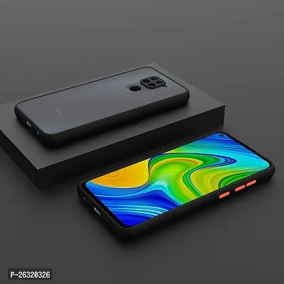 SUNNY FASHION Hard Matte Finish Smoke Case with Soft Side Frame Fit Protective Back Case Cover for Xiaomi Redmi Note 9 [Translucent Ant-Slip Matte] Smoke Black-thumb2