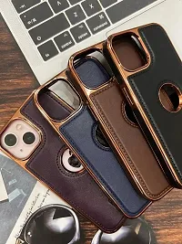 SUNNY FASHION Back Cover Compatible for iPhone 13 Pro Premium Leather Stiched Mobile Cover Back Case Cover Compatible for iPhone 13 Pro (Black)-thumb3