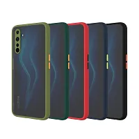 SUNNY FASHION Hard Matte Finish Smoke Case with Soft Side Frame Fit Protective Back Case Cover for Realme 7 [Translucent Ant-Slip Matte] Smoke Dark Green-thumb2