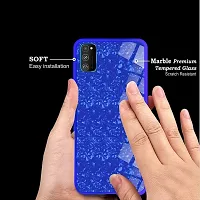 Sunny Fashion Luxury Marble Pattern Glass Back Case Cover for Samsung Galaxy S20 Plus - Blue-thumb1