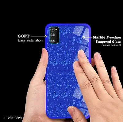 Sunny Fashion Luxury Marble Pattern Glass Back Case Cover for Samsung Galaxy S20 Plus - Blue-thumb2