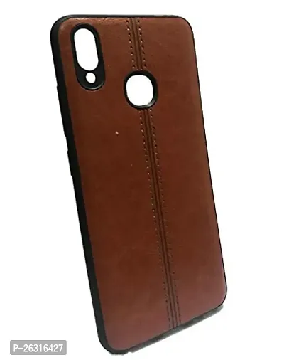 SUNNY FASHION Leather Stiched Slim Fit Back Case Cover for Samsung Galaxy M20 - Brown-thumb2
