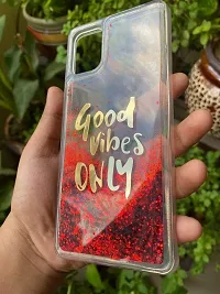 SUNNY FASHION Good Vibes Only Designer Quicksand Moving Liquid Floating Waterfall Girls Soft TPU Mobile Back Case Cover for Samsung Galaxy A71 (Running Glitter Sparkle Red)-thumb1