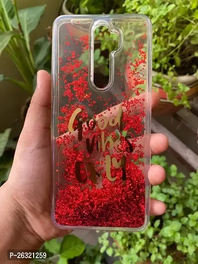 SUNNY FASHION Back Cover for Oppo Reno 2Z / Reno 2F Good Vibes Only Designer Moving Liquid Floating Waterfall Girls Soft TPU Running Glitter Sparkle Back Case Cover for Oppo Reno 2Z / Reno 2F- Red