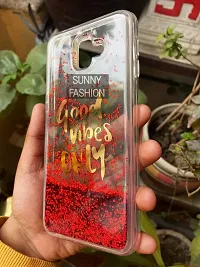 SUNNY FASHION Mobile Back Cover Case for Samsung Galaxy J6 Plus Good Vibes Only Transparent Liquid Floating Glitter Back Cover for (Samsung Galaxy J6 Plus, Red)-thumb1