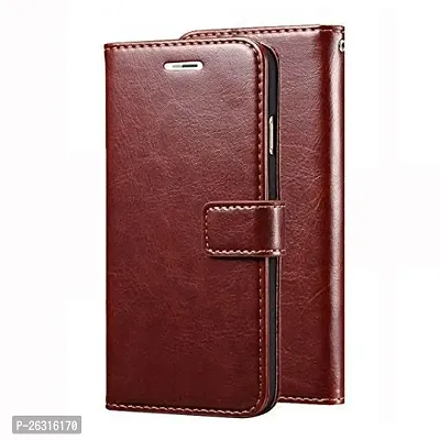 Sunny Fashion Vintage Leather Inner TPU Foldable Stand Wallet Card Slots Flip Case Cover for Samsung Galaxy M30s - Brown