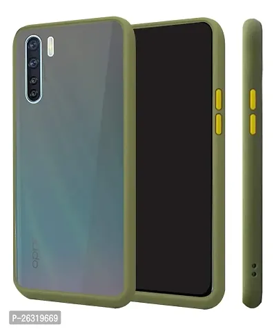 SUNNY FASHION Back Cover for Oppo F15 Hard Matte Finish Smoke Case with Soft Side Frame Fit Protective for (Oppo F15, Lite Green)