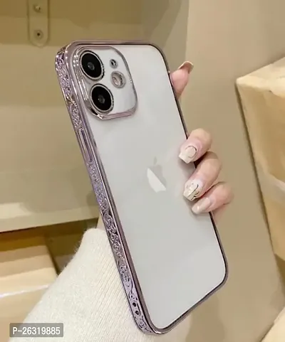 SUNNY FASHION Shockproof Transparent Silicone Back Cover Case Compatible with iPhone 11 (Rose Gold)-thumb0