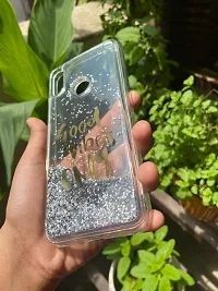 SUNNY FASHION Girls Soft TPU Good Vibes Only Designer Moving Liquid Floating Waterfall Running Glitter Sparkle Back Cover for Xiaomi Redmi Note 7 / Note 7 Pro - Silver-thumb3