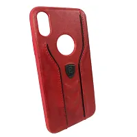 Sunny Fashion Leather Back Case Cover for iPhone X/XS - Red-thumb1