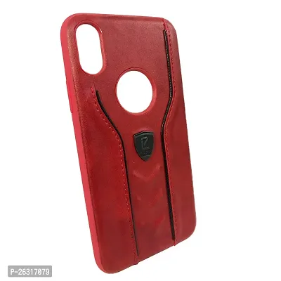 Sunny Fashion Leather Back Case Cover for iPhone X/XS - Red-thumb2