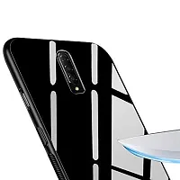 SUNNY FASHION Tempered Glass Back with Soft Edge TPU Full Protective Back Case Cover for OnePlus 8 - Black-thumb1