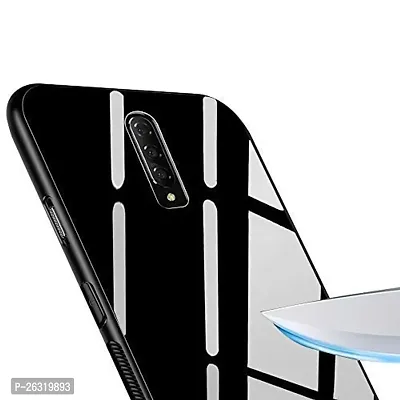 SUNNY FASHION Tempered Glass Back with Soft Edge TPU Full Protective Back Case Cover for OnePlus 8 - Black-thumb2