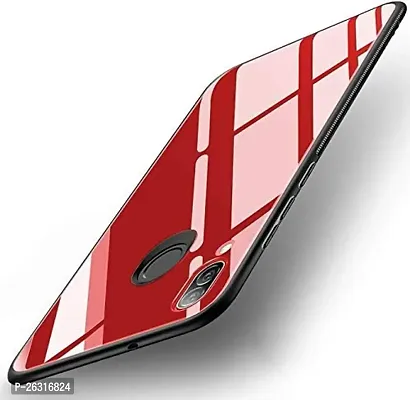 SUNNY FASHION Luxurious Toughened Glass Back Case with Shockproof TPU Bumper Back case Cover for Samsung Galaxy M20 - Red
