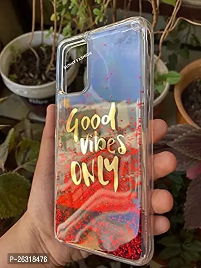 SUNNY FASHION Back Cover for Oppo A74 Good Vibes Only Designer Moving Liquid Floating Waterfall Girls Soft TPU Running Glitter Sparkle Back Case Cover for Oppo A74 (Red)-thumb3